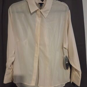 Scoop Cream Sheer Button Up, Women's Small Shirt, Long Sleeve, NWT